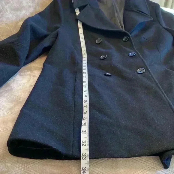 Venezia 100% Wool Double Breasted Black Pea Coat in Plus Size 14-16. - Picture 4 of 11
